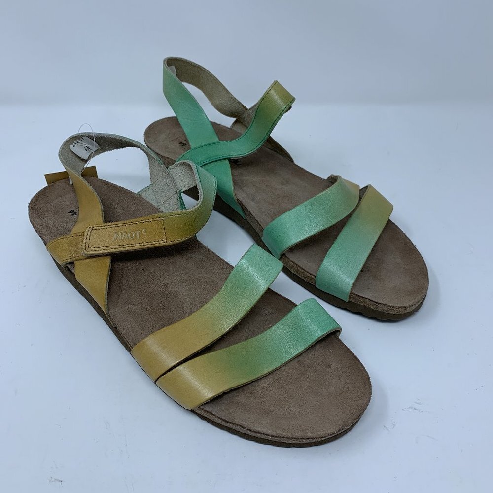 **SOLD**Naot‎ Sandals Womens EU 44 US 13 Kayla Green Tan Leather Ankle Strap